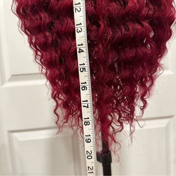 20” Burgundy 99J Deep Wave Headband wig 100% Human Hair 150% Density It#SD - Picture 10 of 12